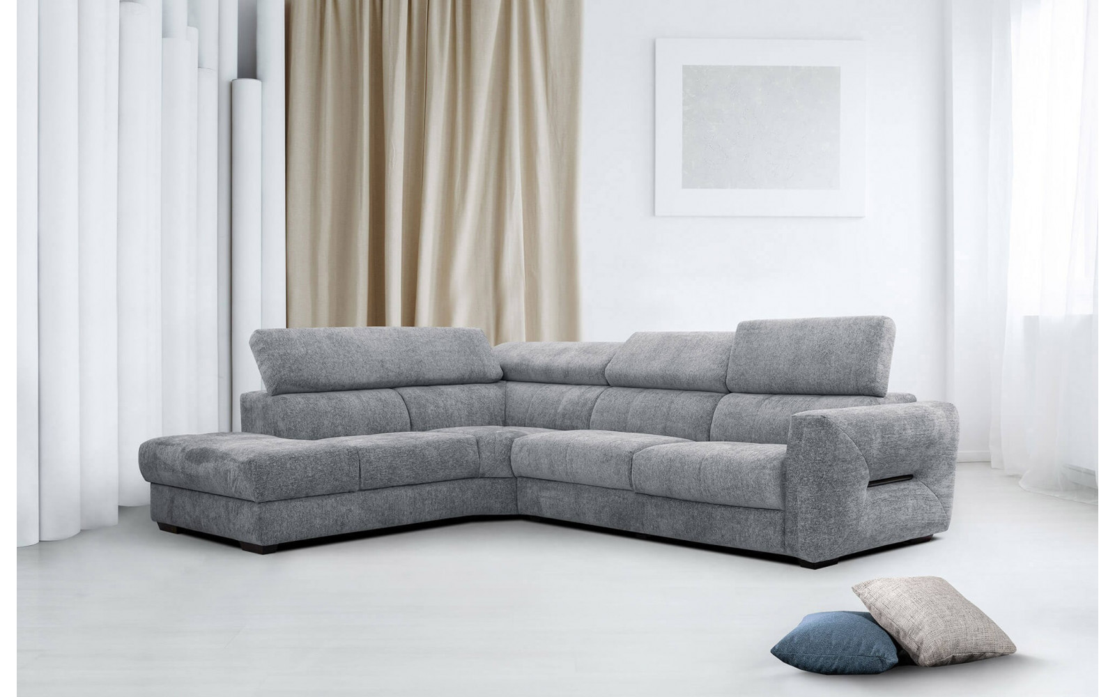 Ecksofa 5-Sitzer links Calvera | Mit verstellbaren Kopfstützen | Wozimo