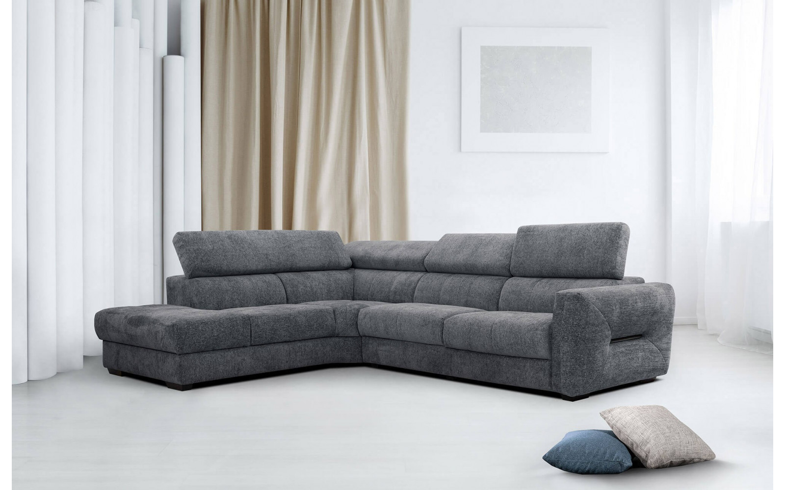 Ecksofa 5-Sitzer links Calvera | Mit verstellbaren Kopfstützen | Wozimo