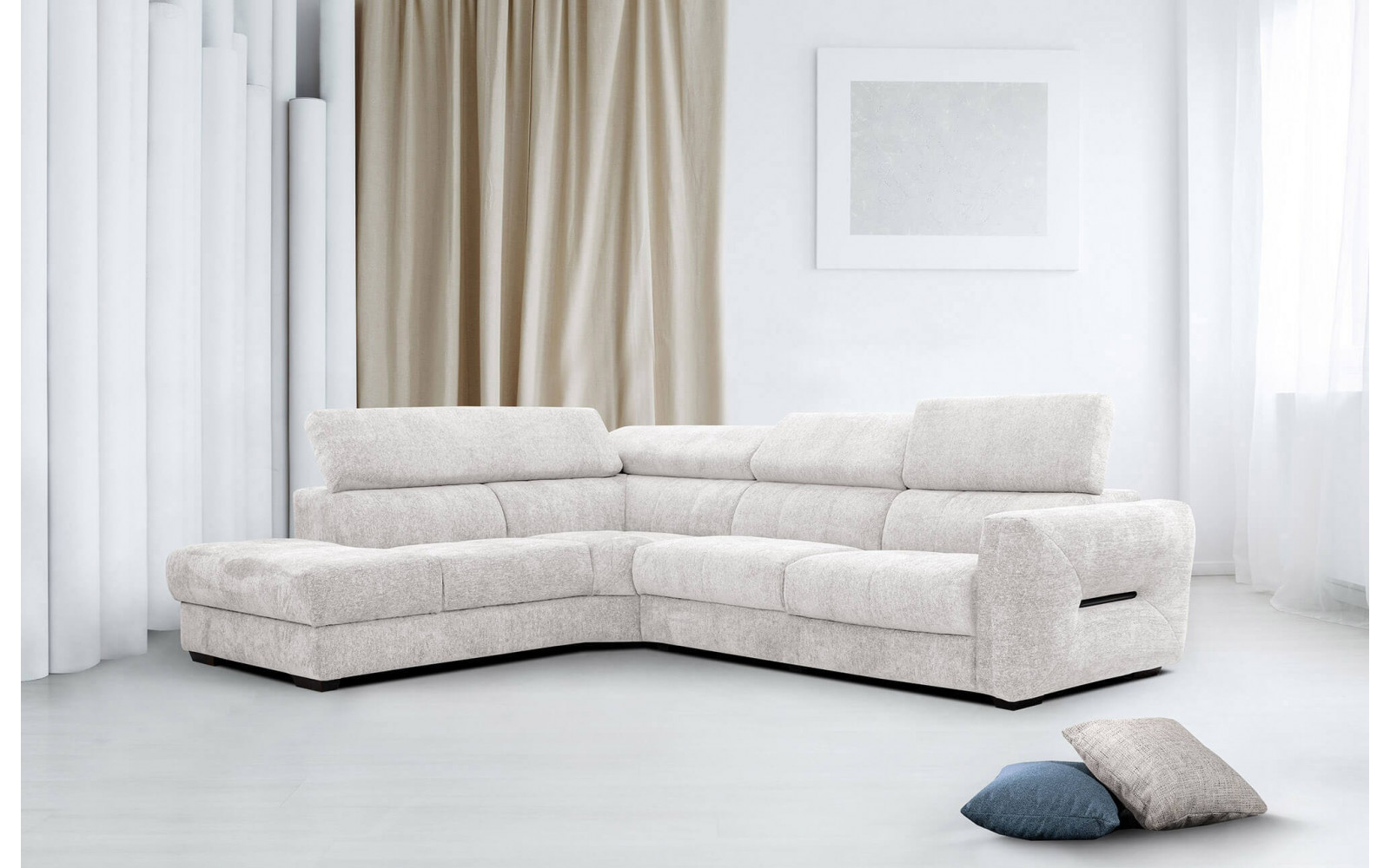 Ecksofa 5-Sitzer links Calvera | Mit verstellbaren Kopfstützen | Wozimo