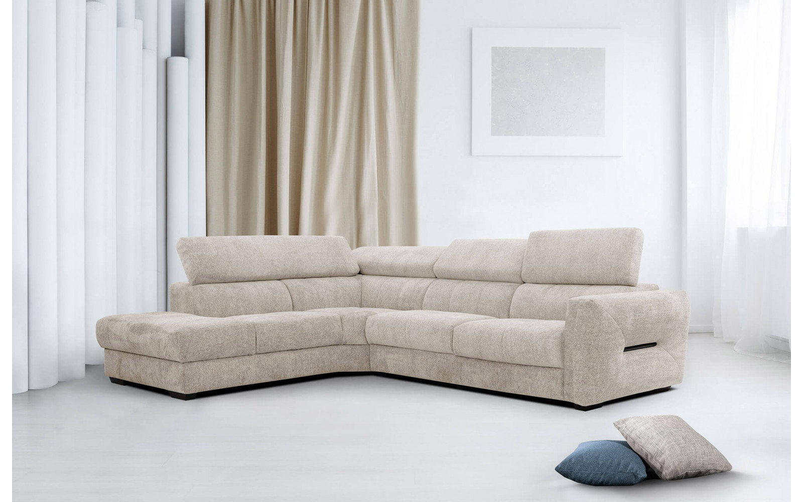 Ecksofa 5-Sitzer links Calvera | Mit verstellbaren Kopfstützen | Wozimo