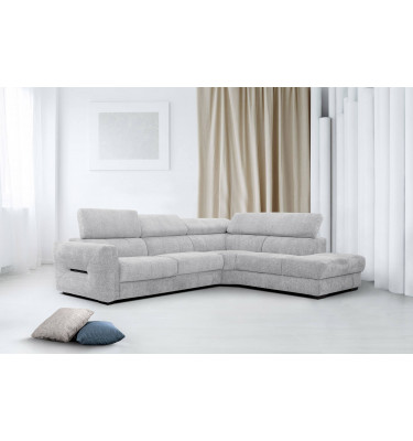 Ecksofa 5-Sitzer rechts Calvera | Mit verstellbaren Kopfstützen | Wozimo