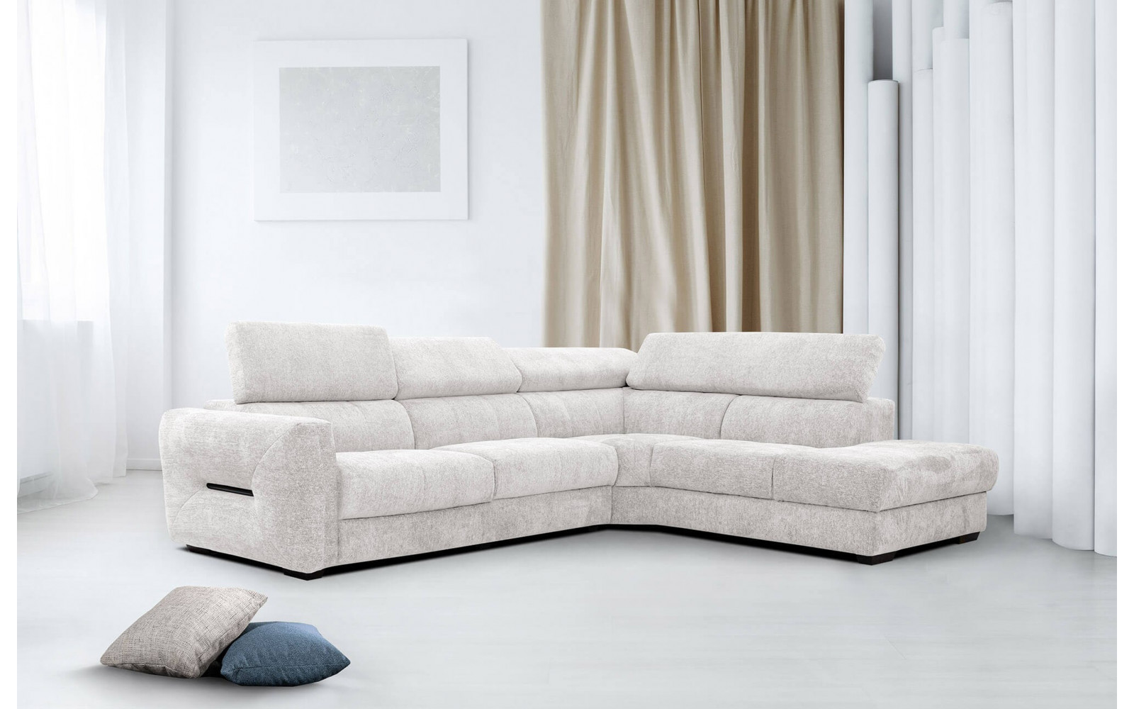 Ecksofa 5-Sitzer rechts Calvera | Mit verstellbaren Kopfstützen | Wozimo