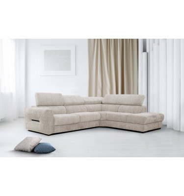 Ecksofa 5-Sitzer rechts Calvera | Mit verstellbaren Kopfstützen | Wozimo