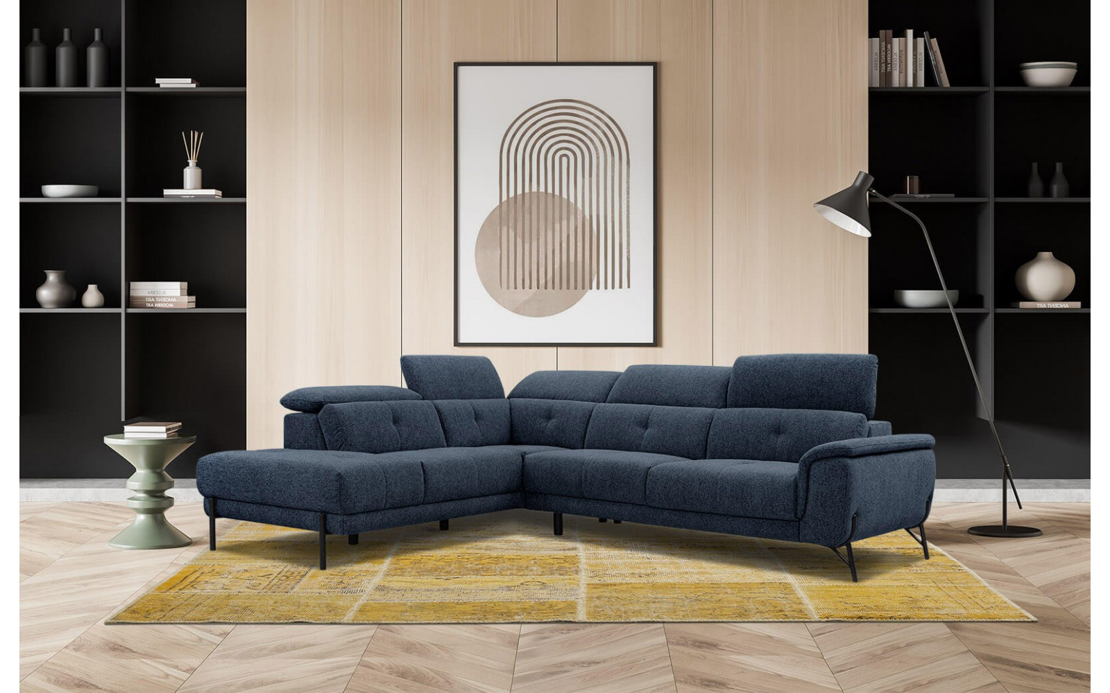 Ecksofa links mit verstellbaren Kopfstützen 5-Sitzer AVENA