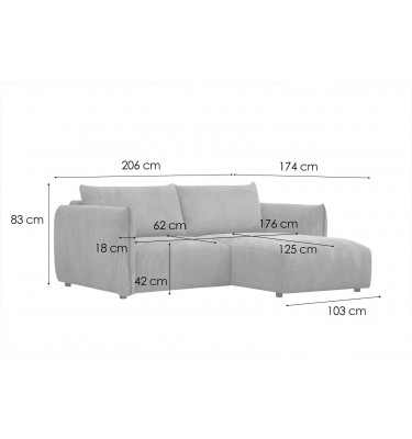 Ecksofa rechts 3-Sitzer TAUER