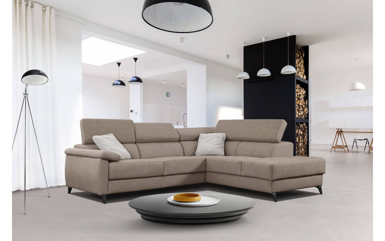 Ecksofa 5-Sitzer rechts Taunus | Mit verstellbaren Kopfstützen | Wozimo