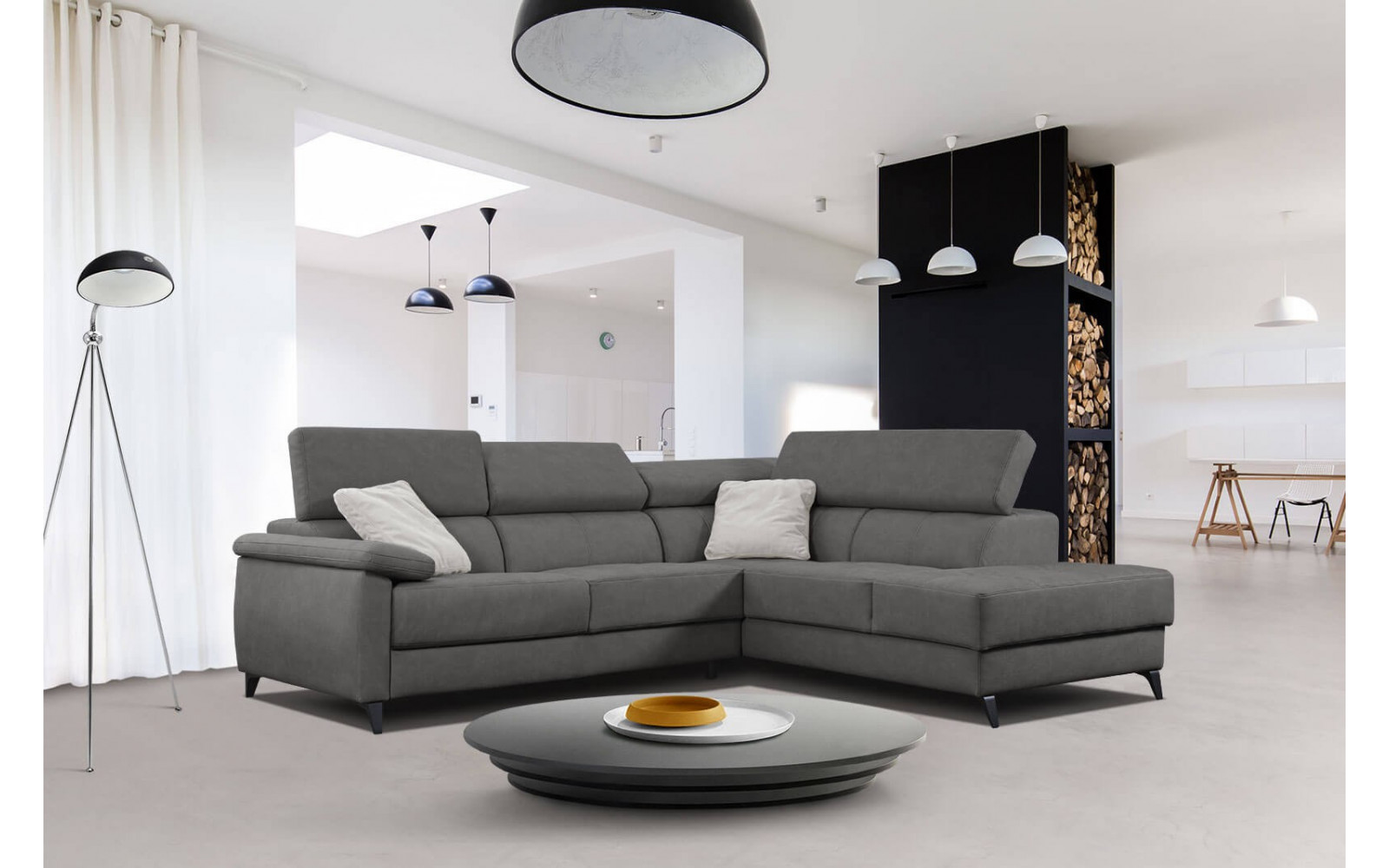 Ecksofa 5-Sitzer rechts Taunus | Mit verstellbaren Kopfstützen | Wozimo