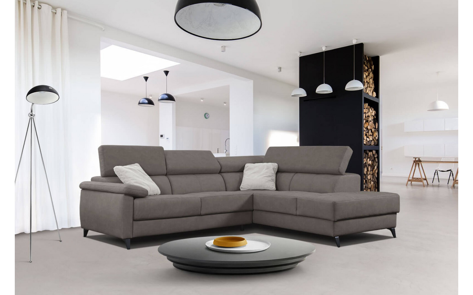 Ecksofa 5-Sitzer rechts Taunus | Mit verstellbaren Kopfstützen | Wozimo