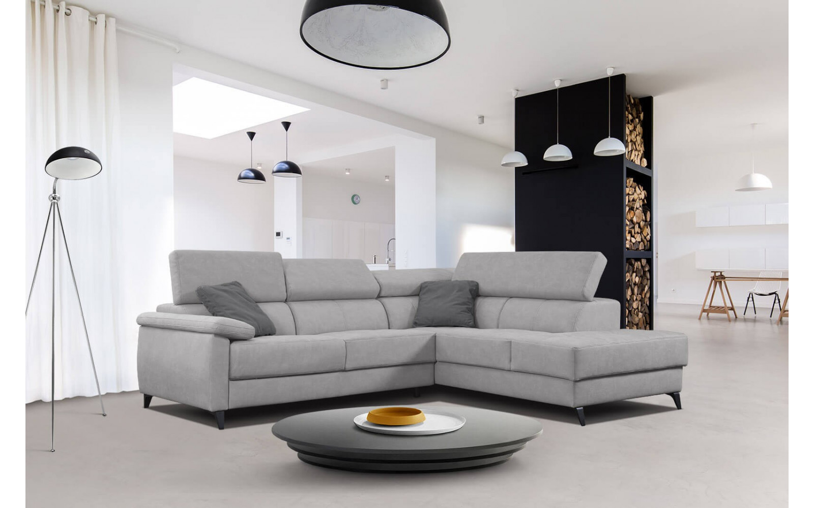 Ecksofa 5-Sitzer rechts Taunus | Mit verstellbaren Kopfstützen | Wozimo