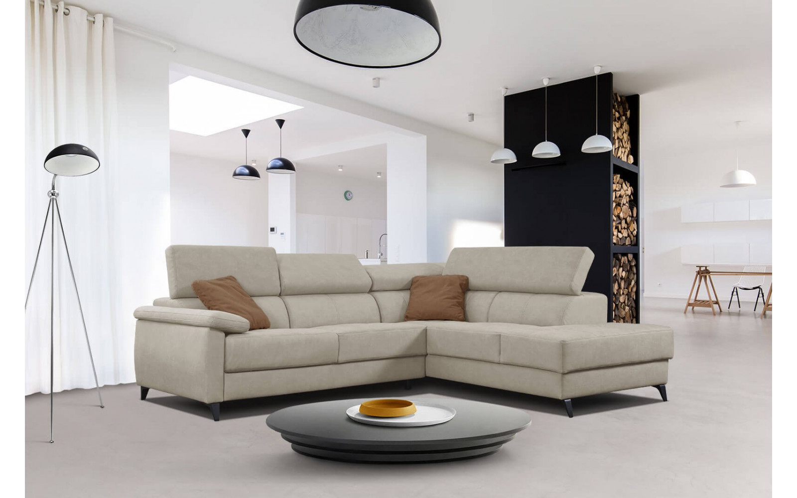 Ecksofa 5-Sitzer rechts Taunus | Mit verstellbaren Kopfstützen | Wozimo