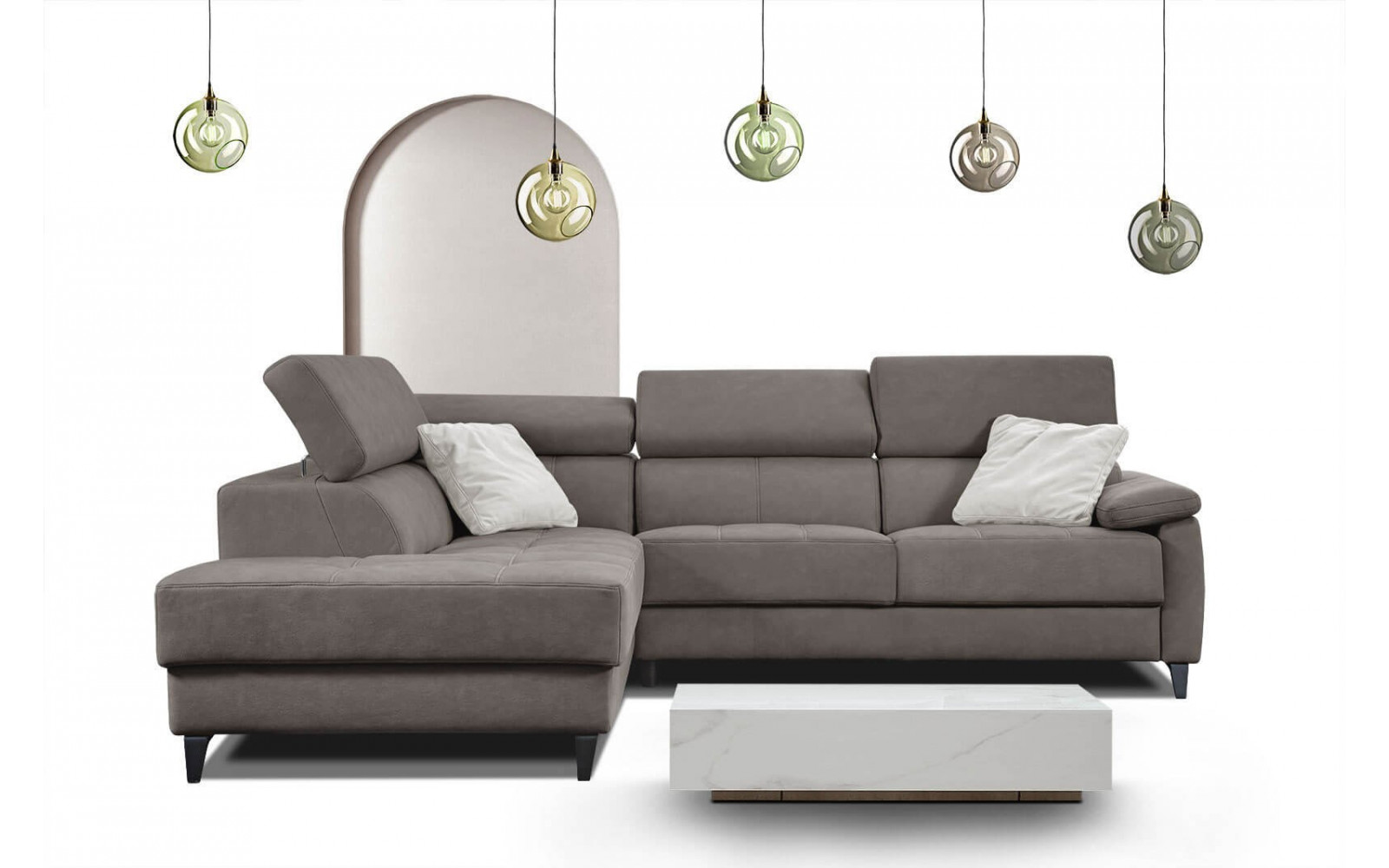 Ecksofa 5-Sitzer links Taunus | Mit verstellbaren Kopfstützen | Wozimo