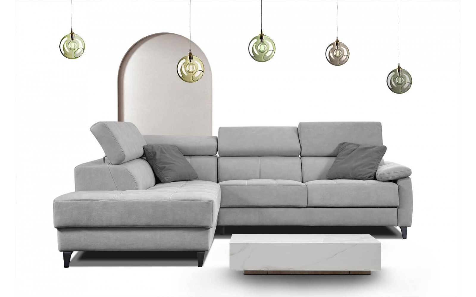 Ecksofa 5-Sitzer links Taunus | Mit verstellbaren Kopfstützen | Wozimo