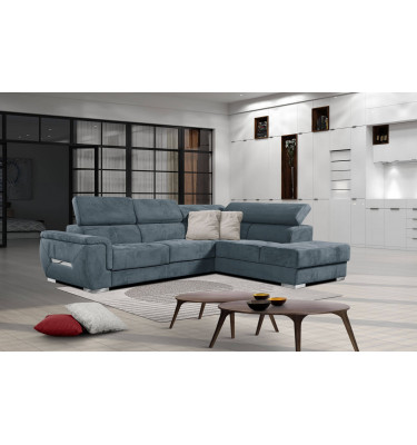 Ecksofa rechts mit verstellbaren Kopfstützen 5-Sitzer KELTE