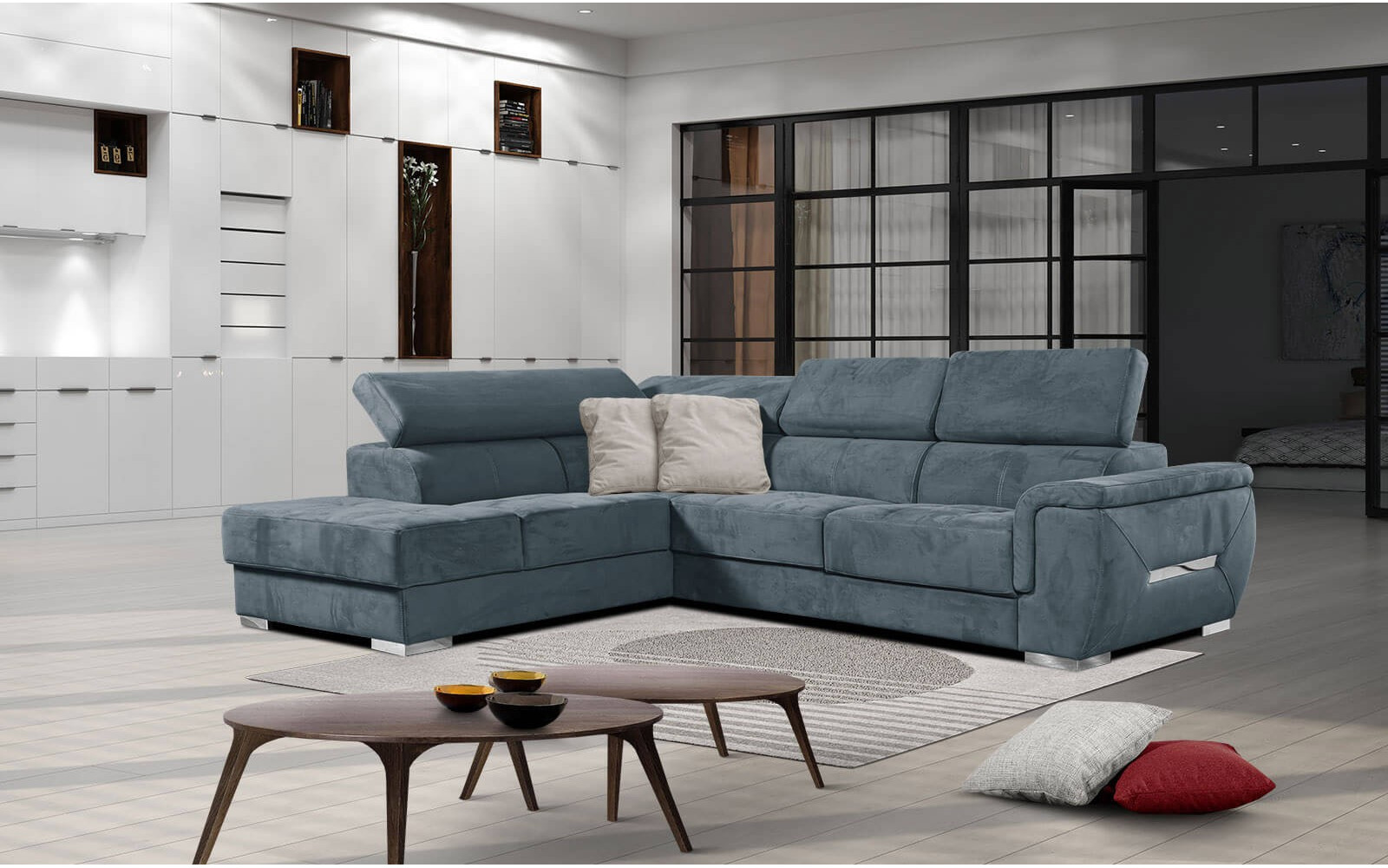 Ecksofa 5-Sitzer links Kelte | Mit verstellbaren Kopfstützen | Wozimo