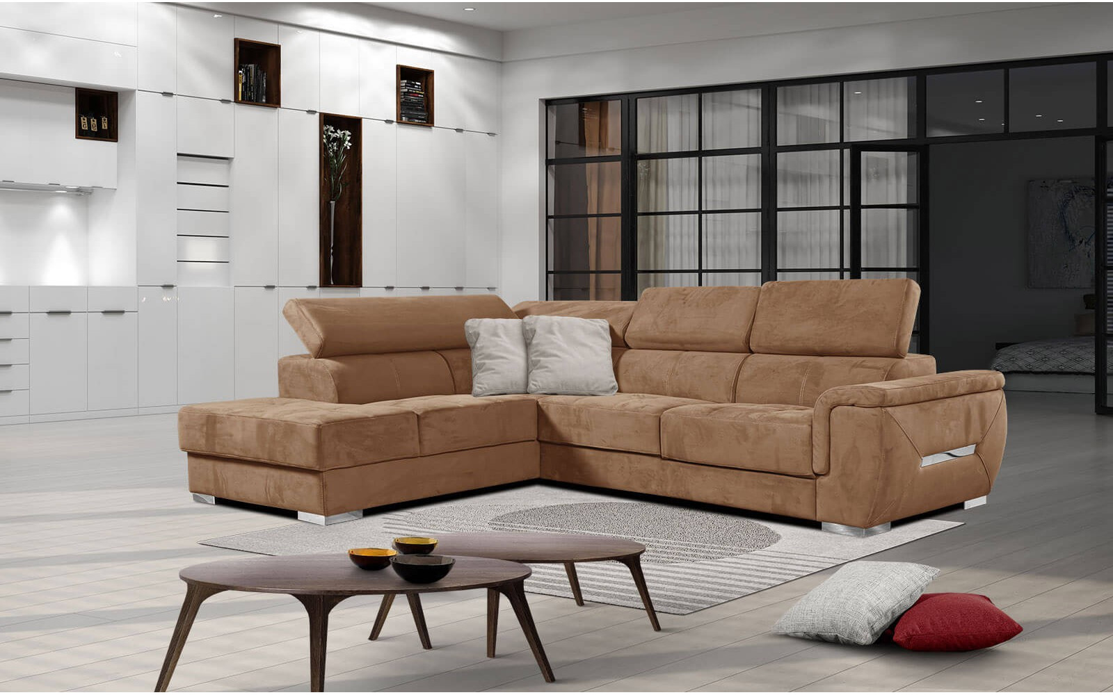 Ecksofa 5-Sitzer links Kelte | Mit verstellbaren Kopfstützen | Wozimo