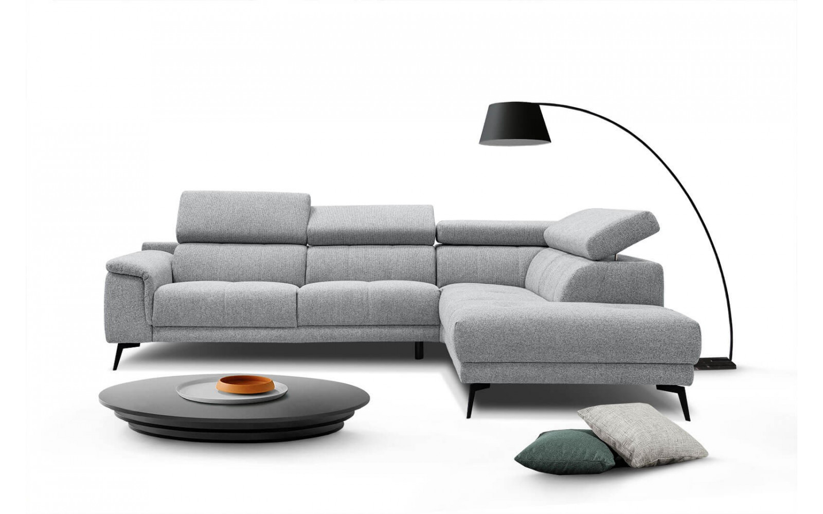 Ecksofa rechts mit verstellbaren Kopfstützen 5-Sitzer FIERO