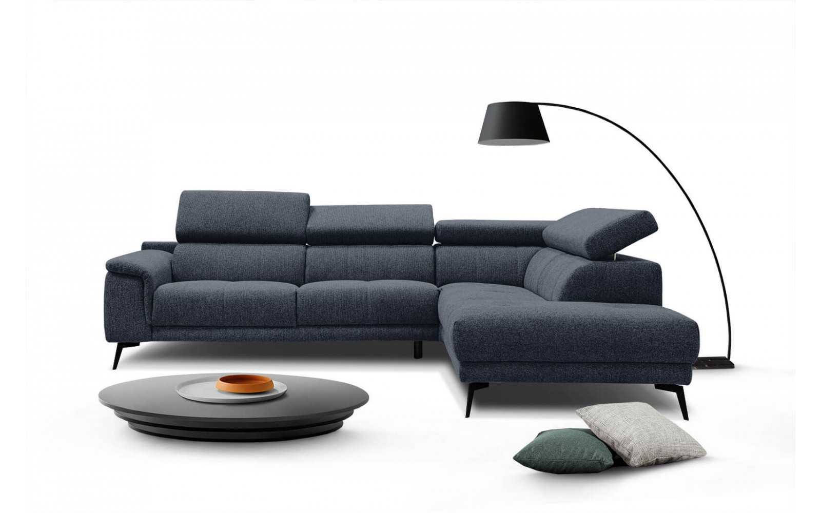 Ecksofa rechts mit verstellbaren Kopfstützen 5-Sitzer FIERO