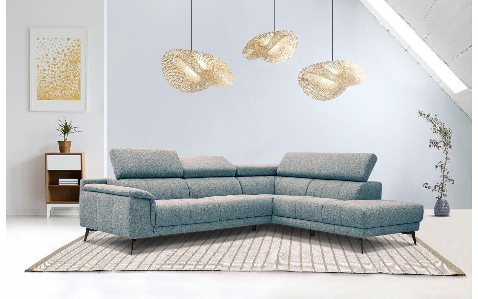 Ecksofa rechts mit verstellbaren Kopfstützen 5-Sitzer FIERO