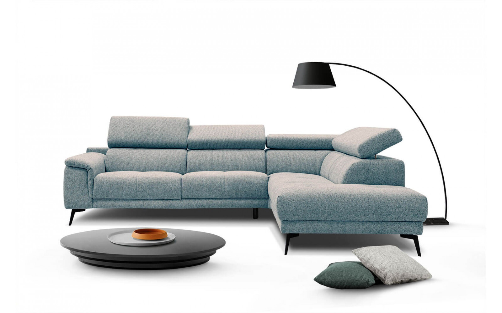 Ecksofa rechts mit verstellbaren Kopfstützen 5-Sitzer FIERO