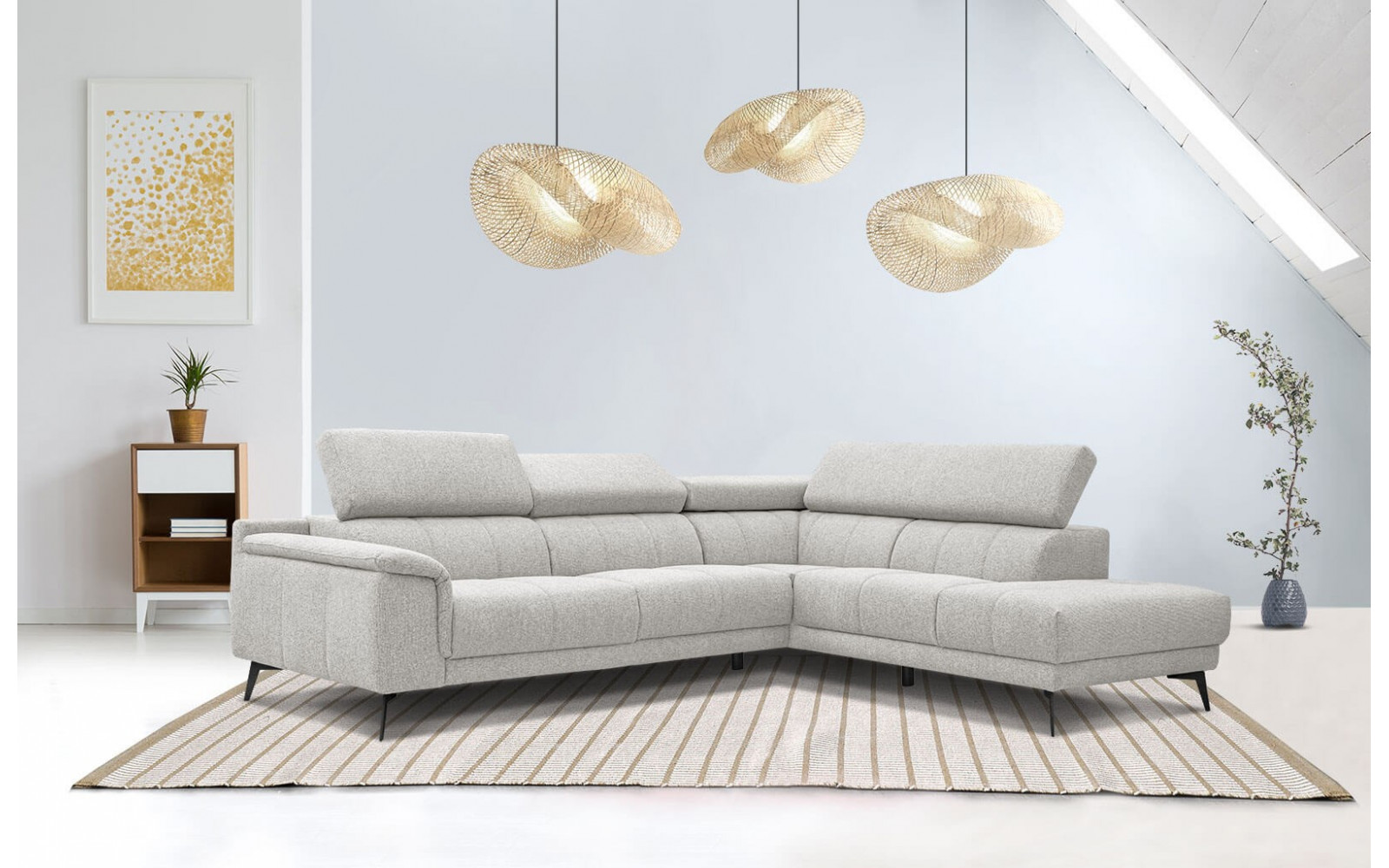 Ecksofa rechts mit verstellbaren Kopfstützen 5-Sitzer FIERO