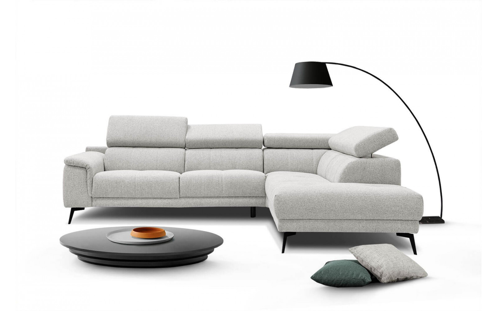 Ecksofa rechts mit verstellbaren Kopfstützen 5-Sitzer FIERO