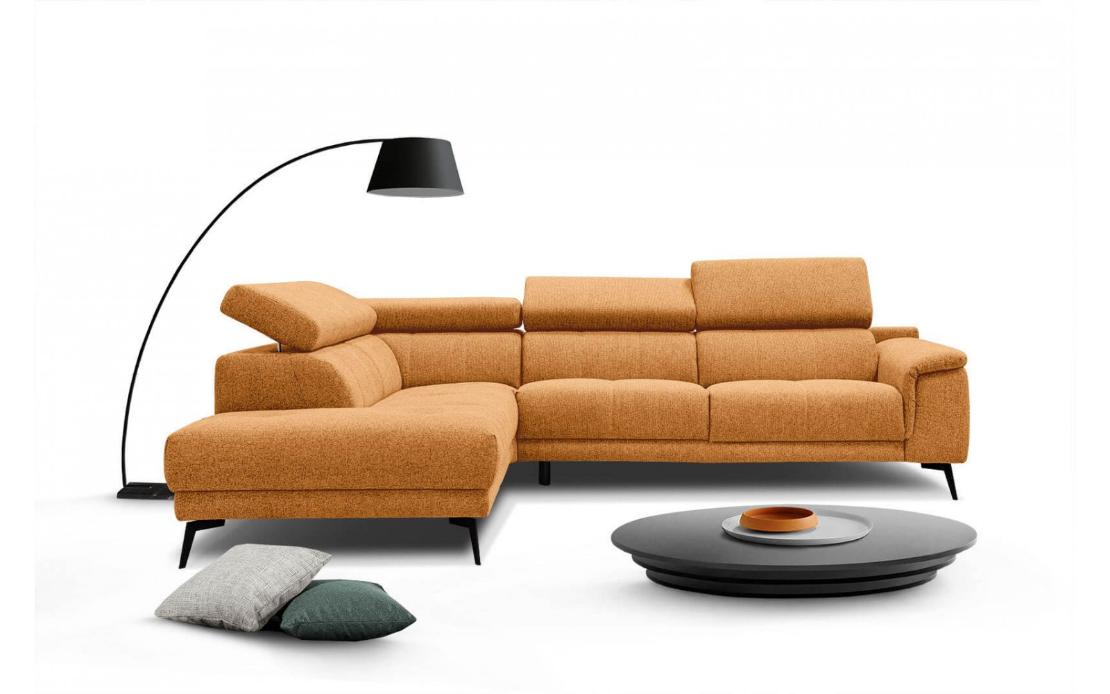 Ecksofa 5-Sitzer links Fiero | Mit verstellbaren Kopfstützen | Wozimo