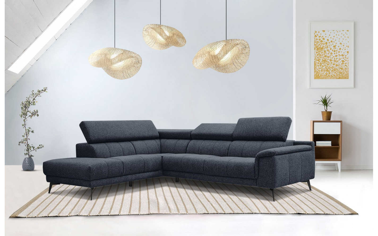 Ecksofa 5-Sitzer links Fiero | Mit verstellbaren Kopfstützen | Wozimo