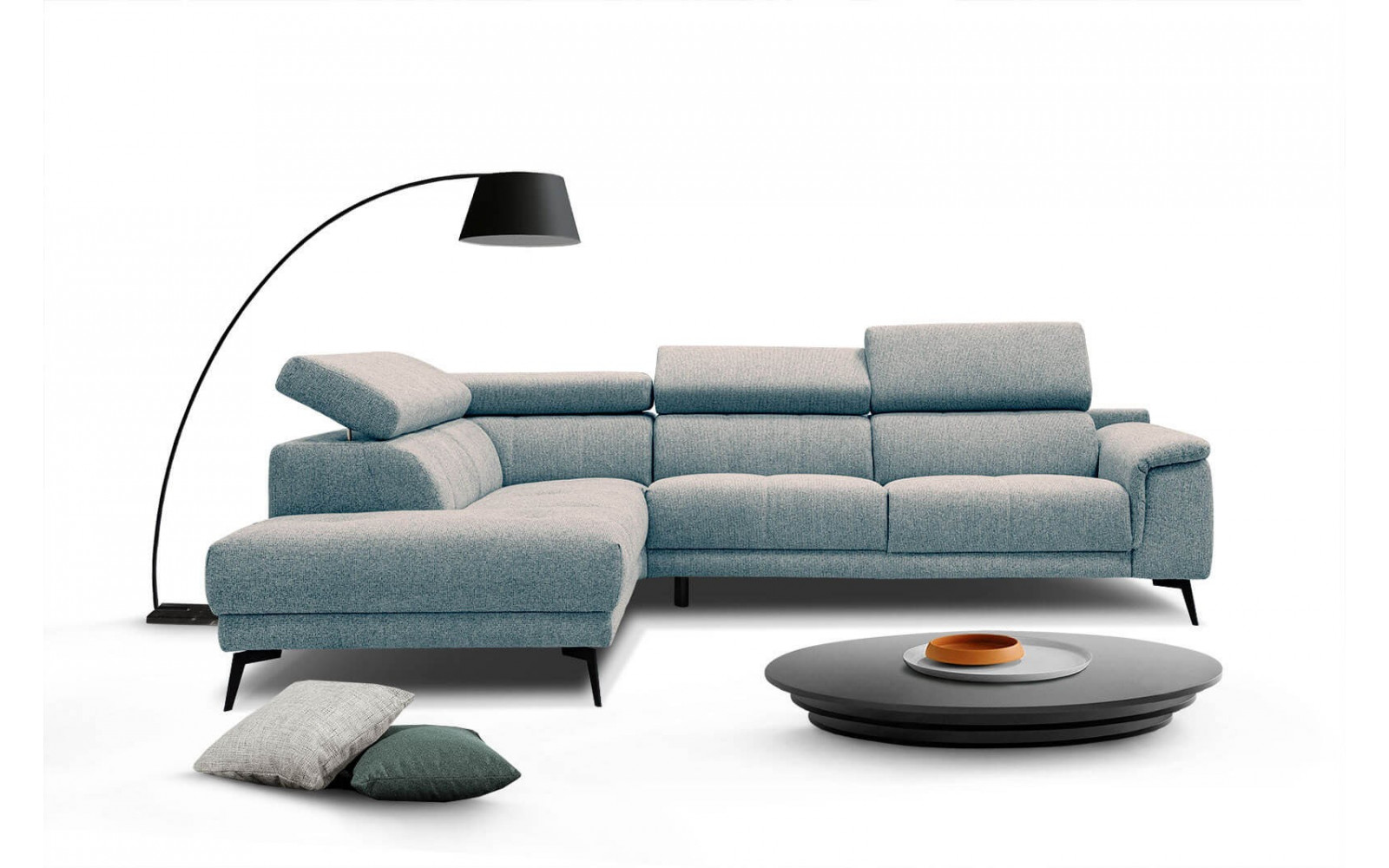 Ecksofa 5-Sitzer links Fiero | Mit verstellbaren Kopfstützen | Wozimo