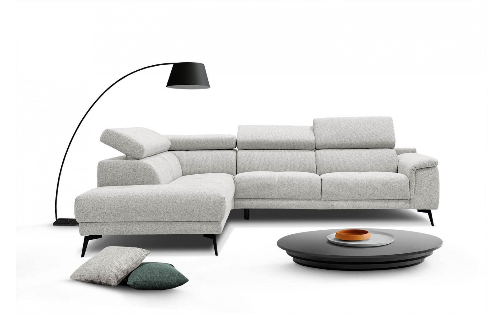 Ecksofa 5-Sitzer links Fiero | Mit verstellbaren Kopfstützen | Wozimo