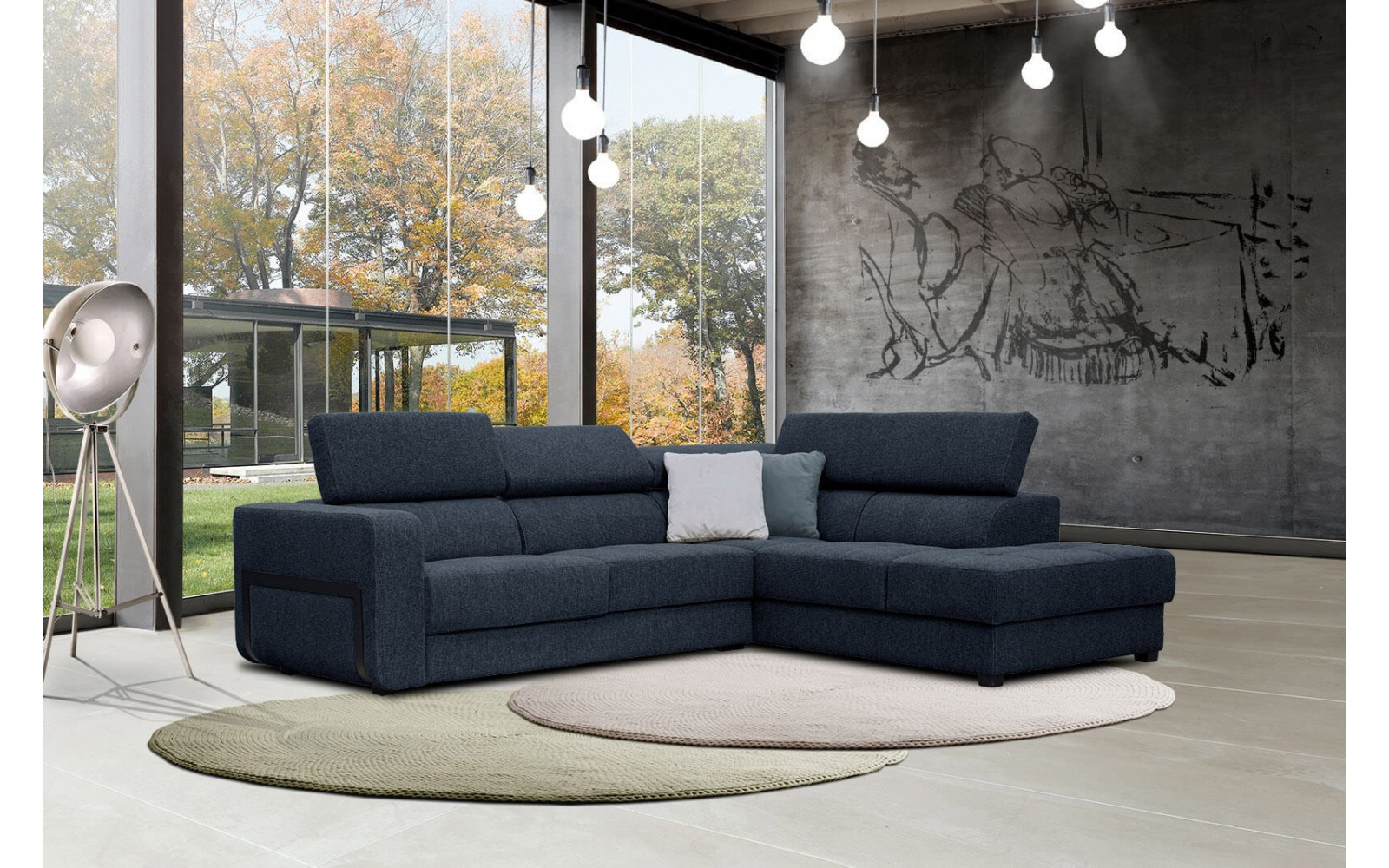 Ecksofa 5-Sitzer rechts Bergo | Mit verstellbaren Kopfstützen | Wozimo