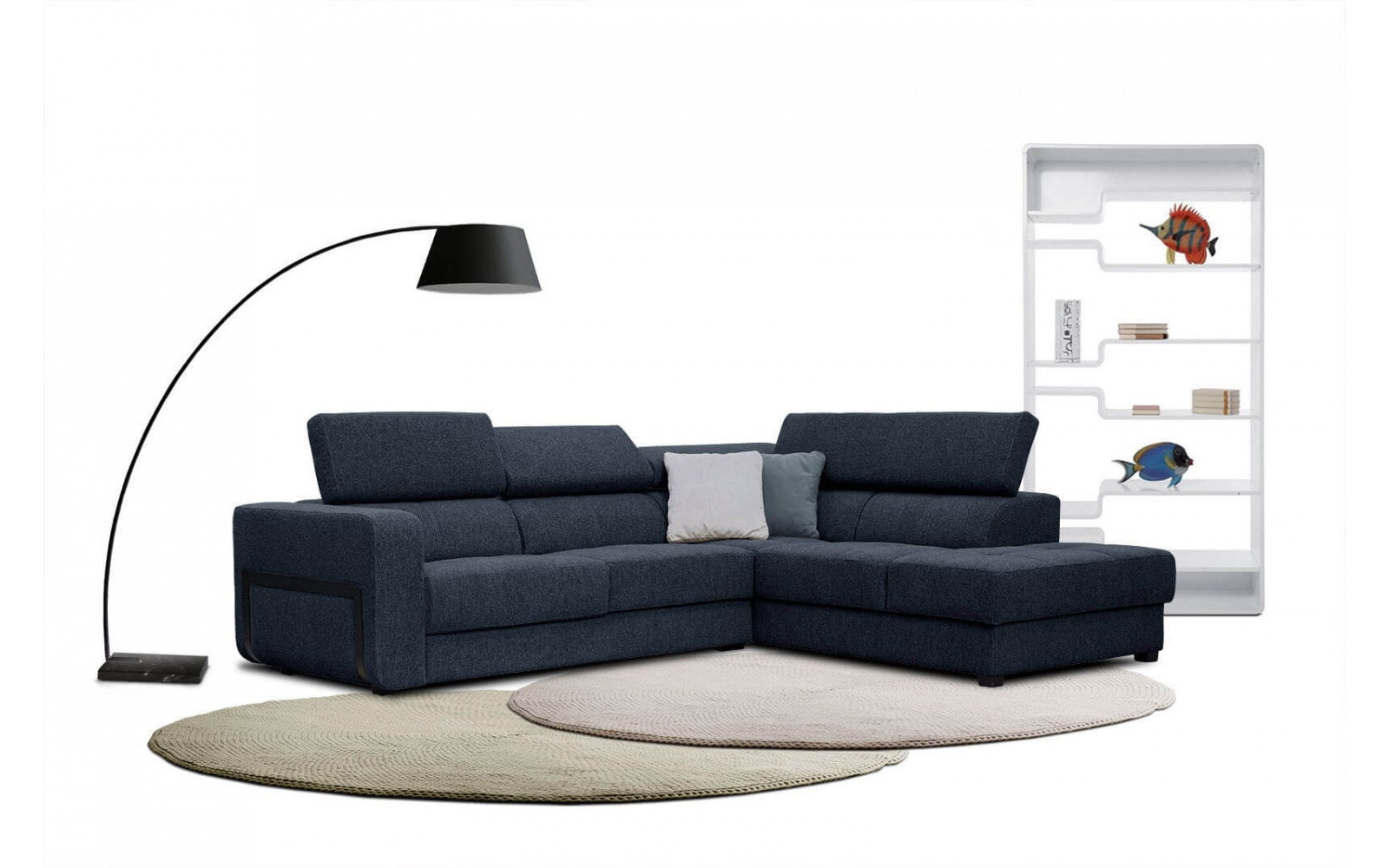 Ecksofa 5-Sitzer rechts Bergo | Mit verstellbaren Kopfstützen | Wozimo