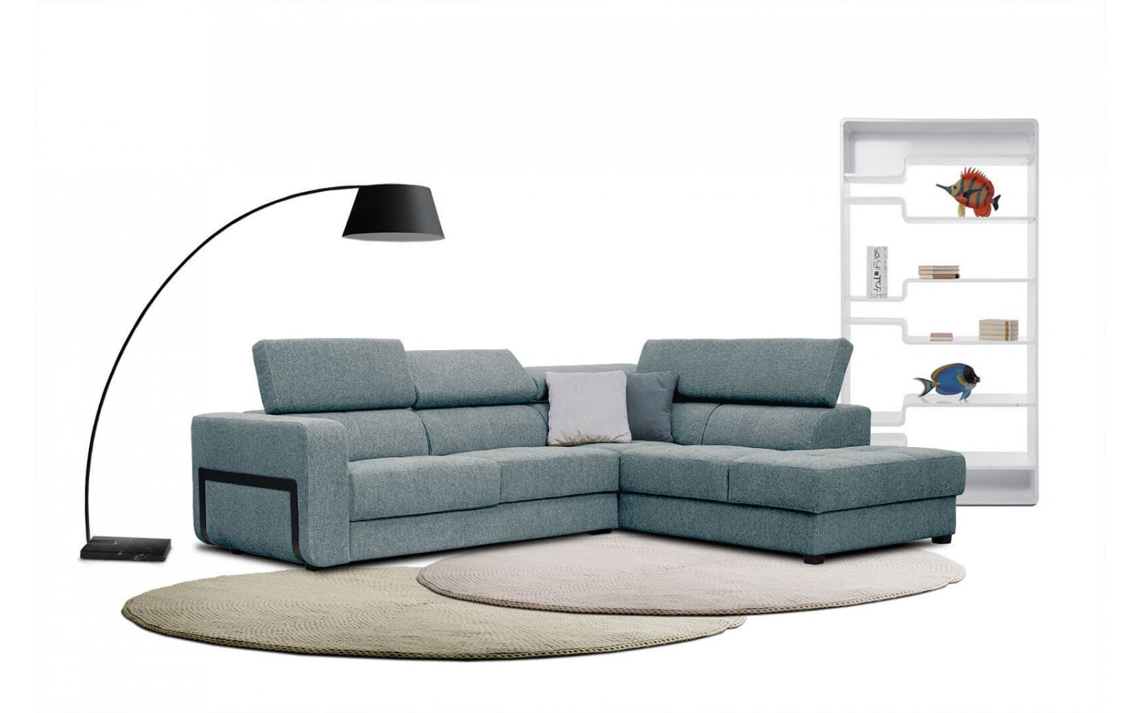 Ecksofa 5-Sitzer rechts Bergo | Mit verstellbaren Kopfstützen | Wozimo