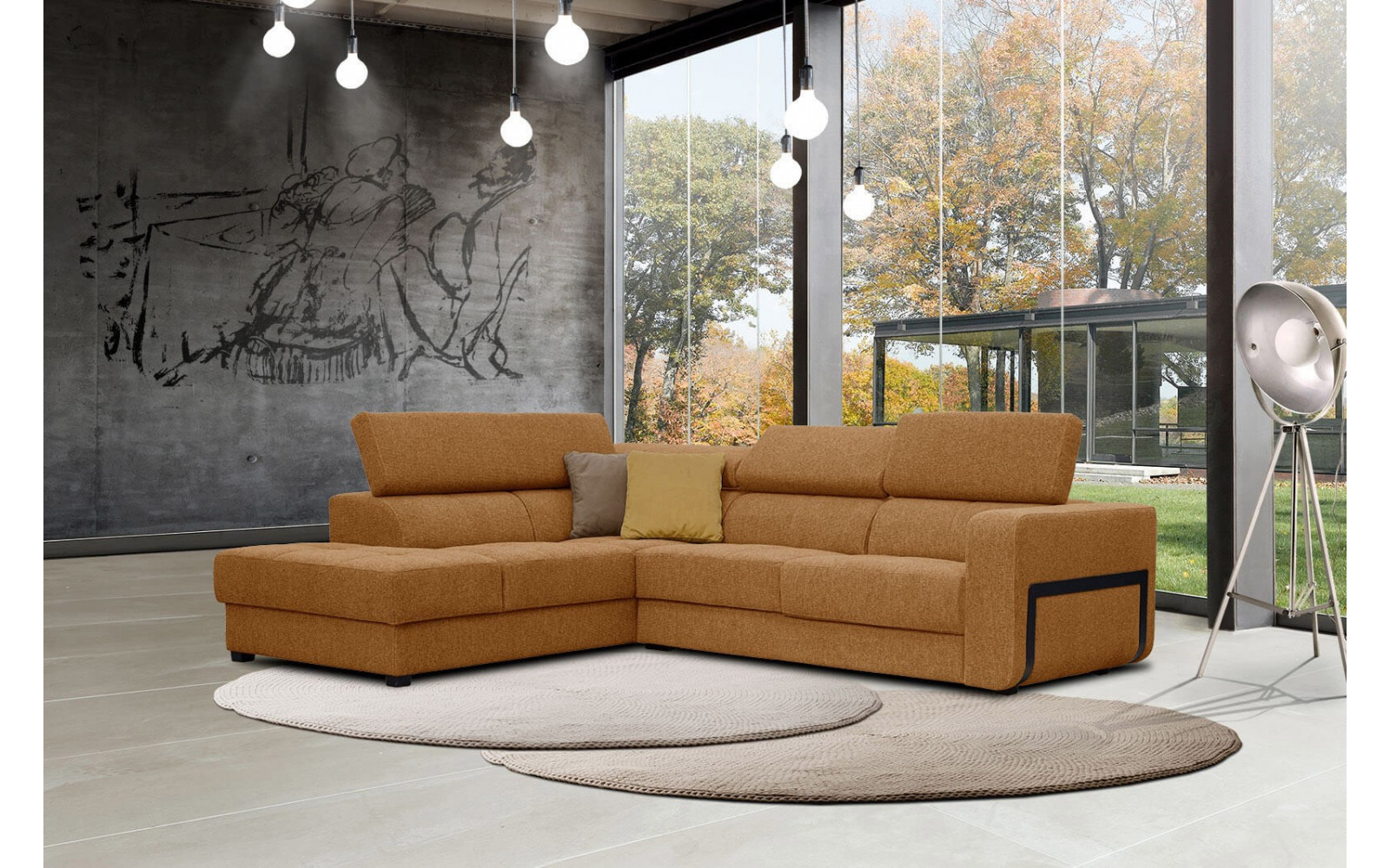 Ecksofa 5-Sitzer links Bergo | Mit verstellbaren Kopfstützen | Wozimo