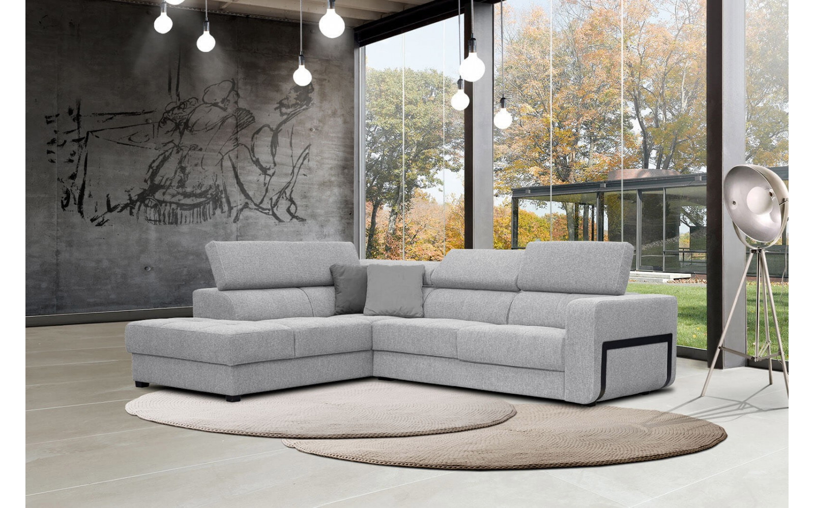 Ecksofa 5-Sitzer links Bergo | Mit verstellbaren Kopfstützen | Wozimo