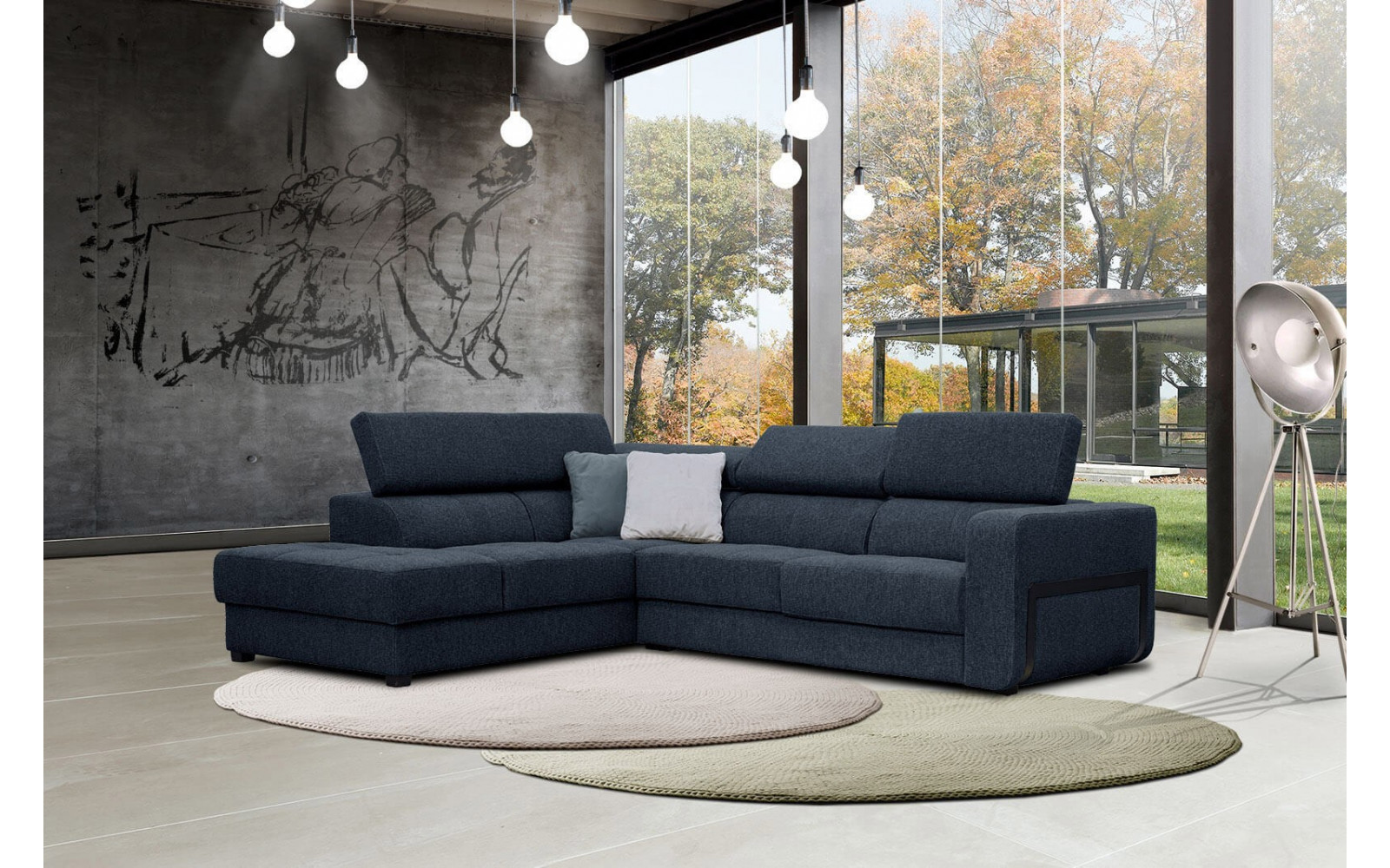 Ecksofa 5-Sitzer links Bergo | Mit verstellbaren Kopfstützen | Wozimo