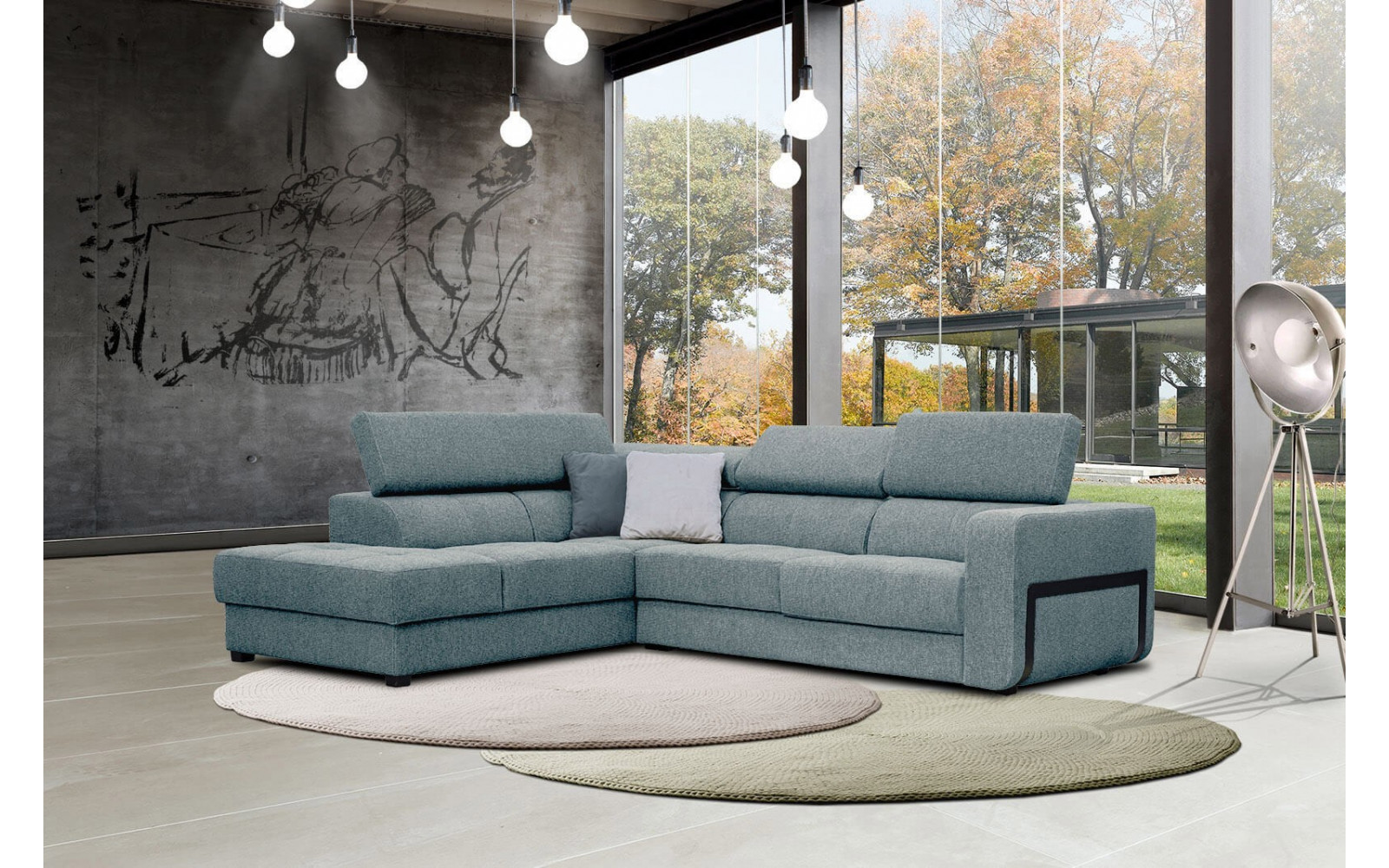 Ecksofa 5-Sitzer links Bergo | Mit verstellbaren Kopfstützen | Wozimo
