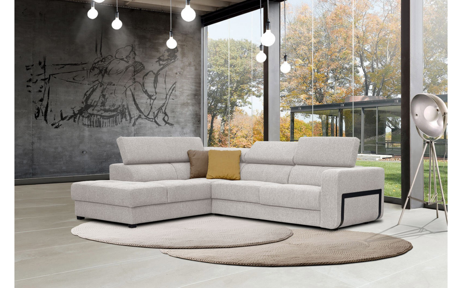 Ecksofa 5-Sitzer links Bergo | Mit verstellbaren Kopfstützen | Wozimo