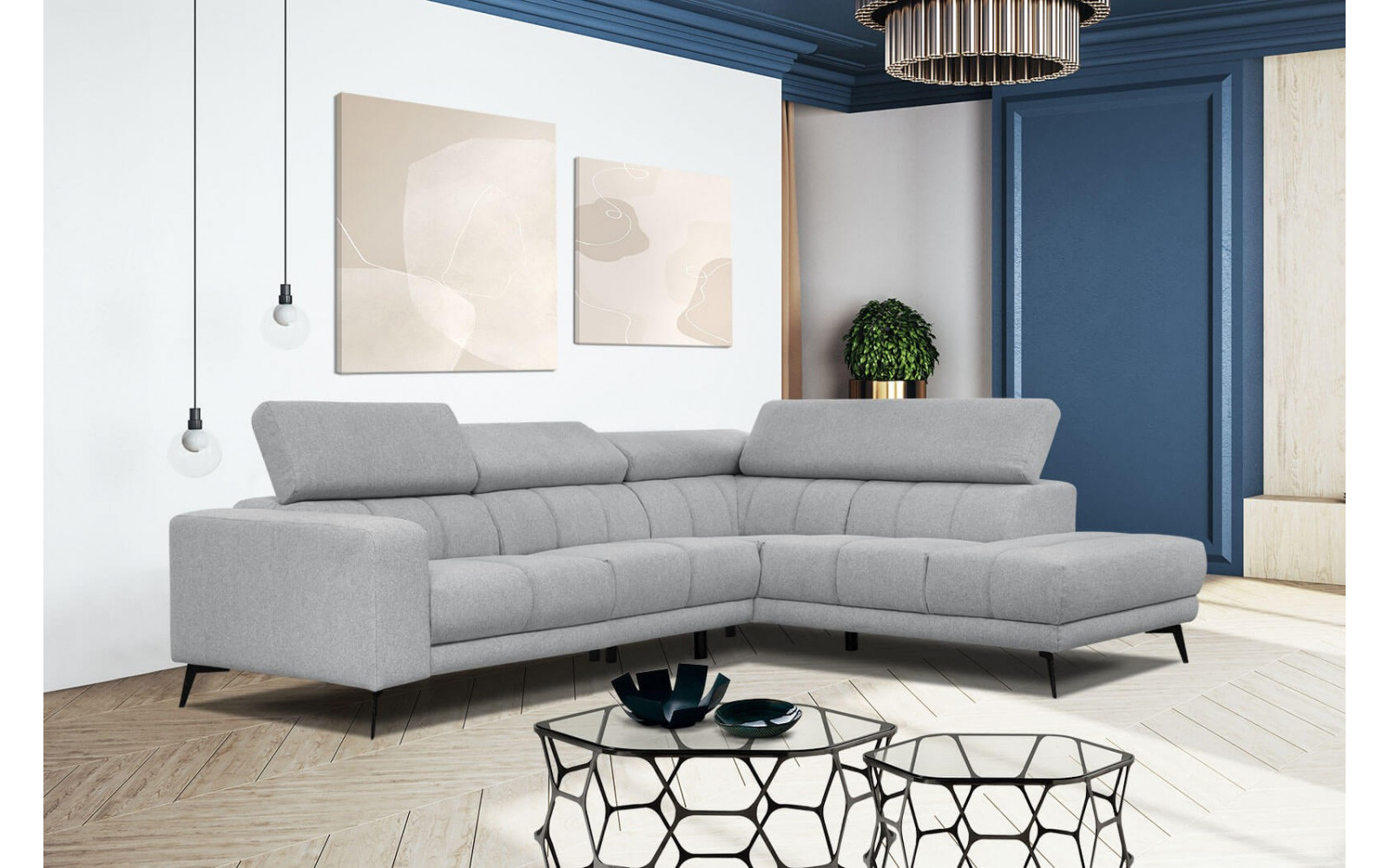 Ecksofa 5-Sitzer rechts Morello | Mit verstellbaren Kopfstützen | Wozimo