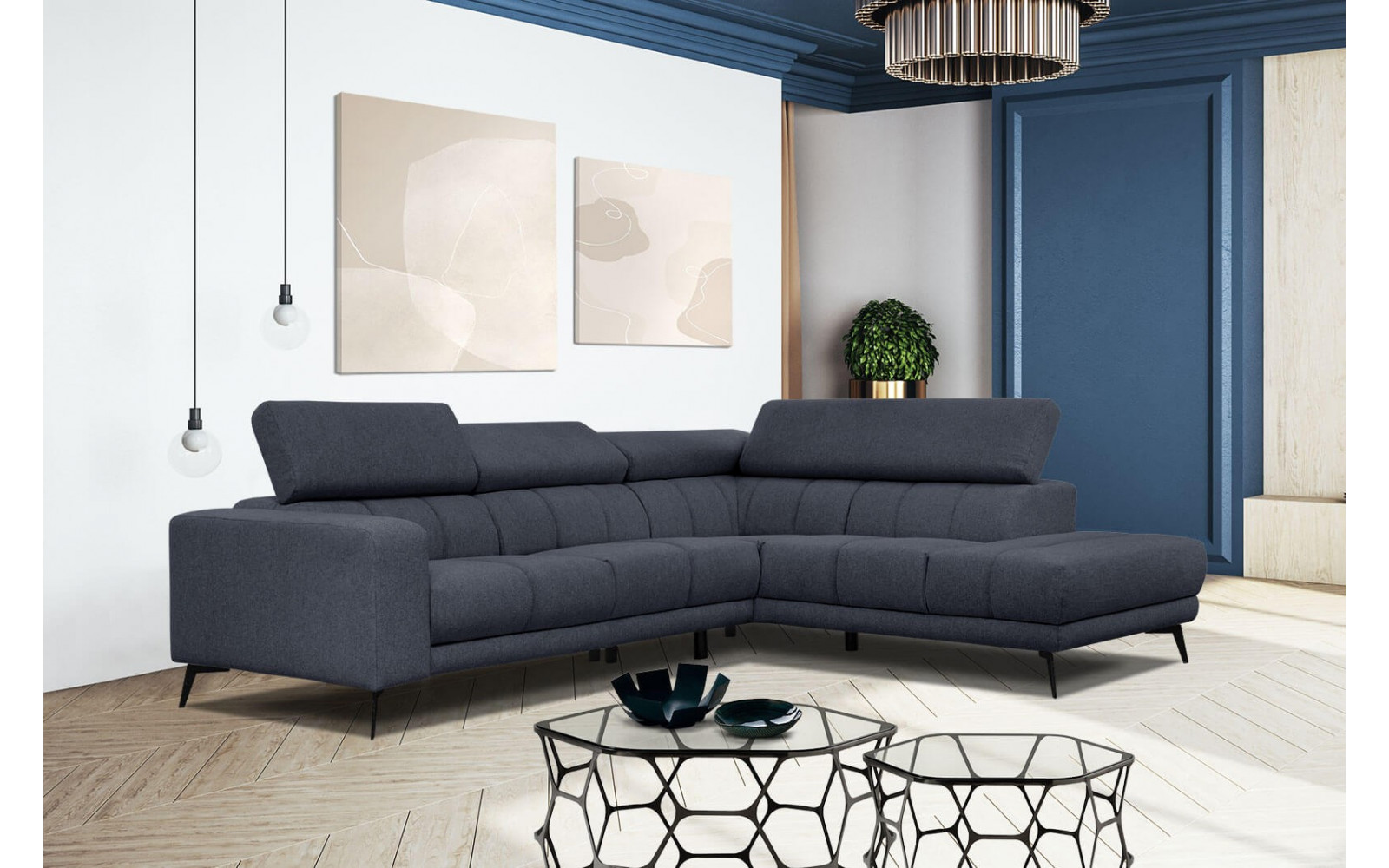 Ecksofa 5-Sitzer rechts Morello | Mit verstellbaren Kopfstützen | Wozimo