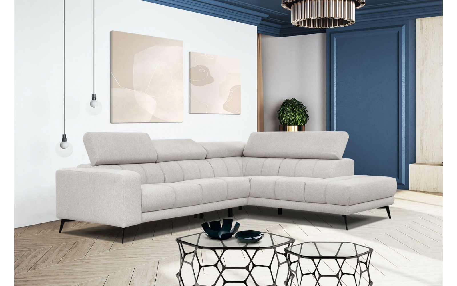 Ecksofa 5-Sitzer rechts Morello | Mit verstellbaren Kopfstützen | Wozimo