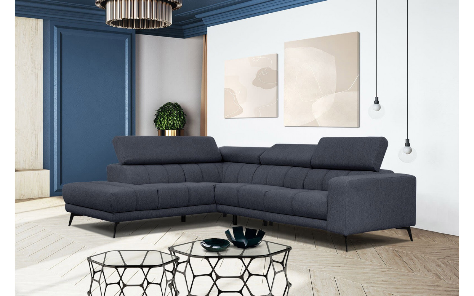 Ecksofa 5-Sitzer links Morello | Mit verstellbaren Kopfstützen | Wozimo