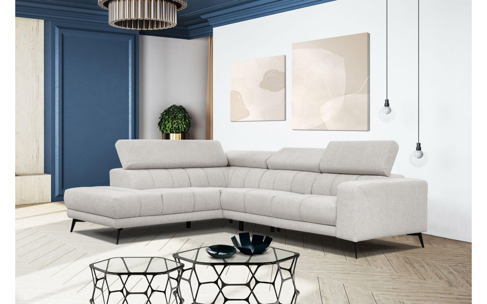 Ecksofa 5-Sitzer links Morello | Mit verstellbaren Kopfstützen | Wozimo