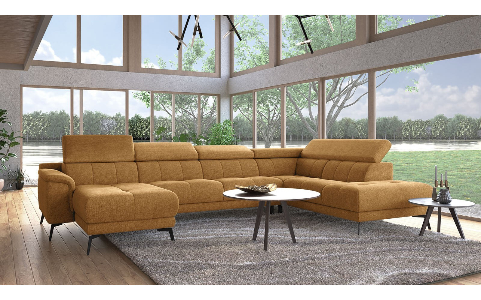 FIERO Ecksofa in Orange (Arano 07) – Lebendiges Orange für moderne Räume.