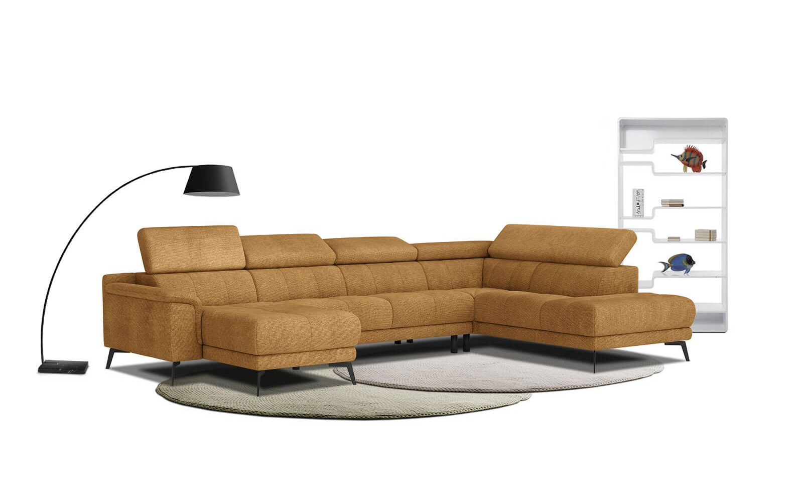 FIERO Ecksofa in Orange (Arano 07) – Lebendiges Orange für moderne Räume.