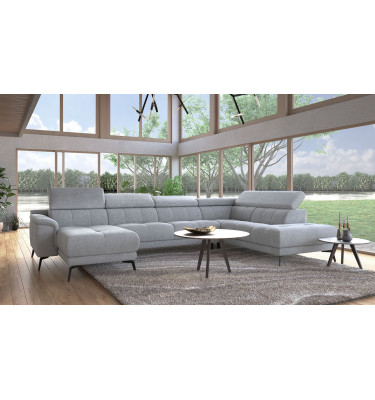 FIERO Ecksofa in Silbergrau (Arano 09) – Zeitloses Silbergrau für edlen Stil.