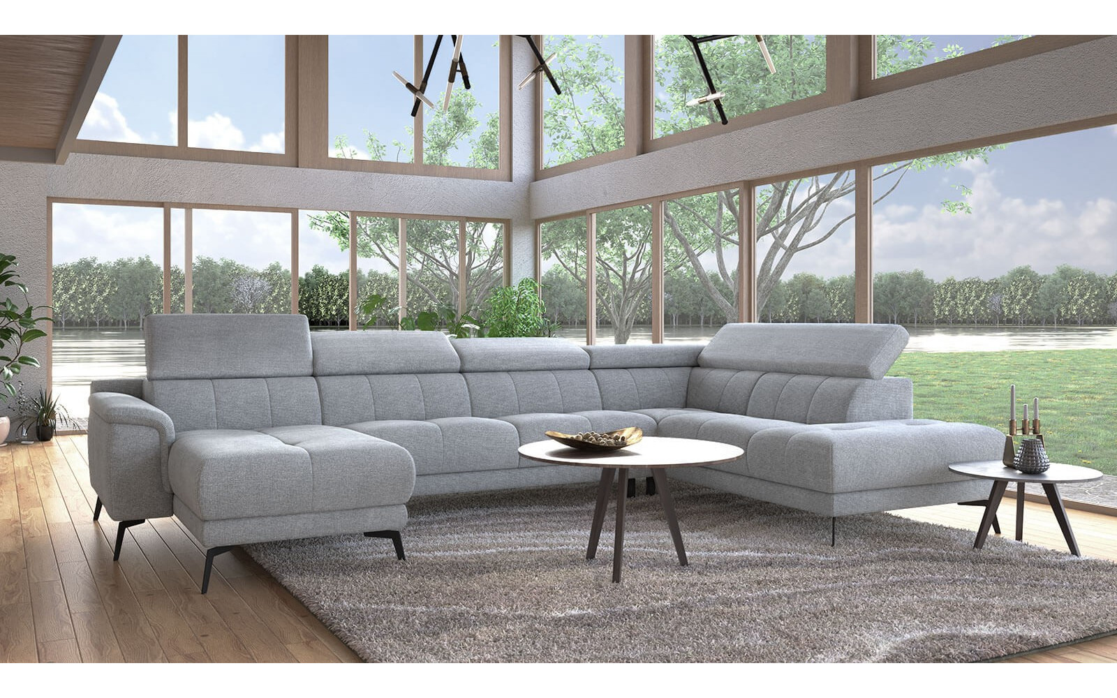 FIERO Ecksofa in Silbergrau (Arano 09) – Zeitloses Silbergrau für edlen Stil.