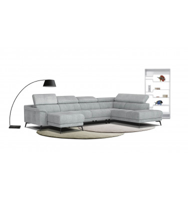 FIERO Ecksofa in Silbergrau (Arano 09) – Zeitloses Silbergrau für edlen Stil.