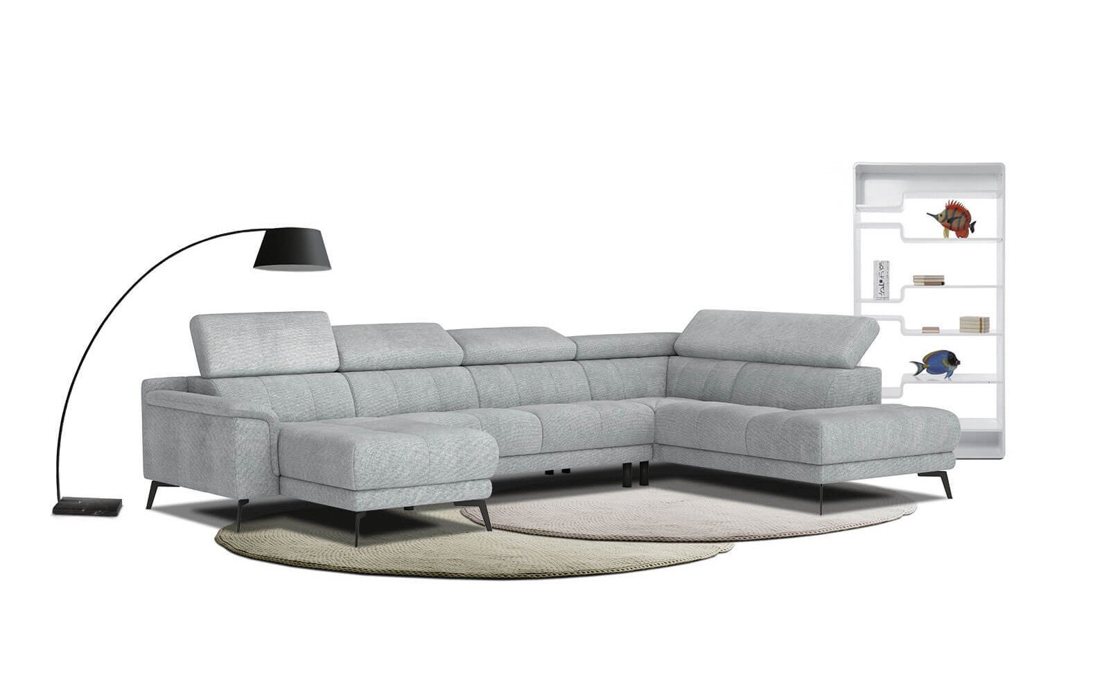 FIERO Ecksofa in Silbergrau (Arano 09) – Zeitloses Silbergrau für edlen Stil.