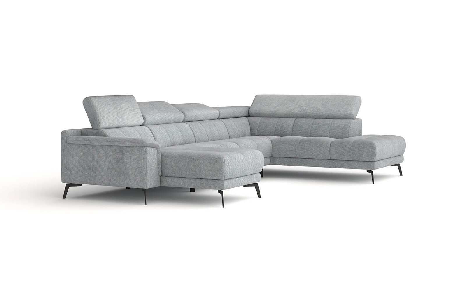 FIERO Ecksofa in Silbergrau (Arano 09) – Zeitloses Silbergrau für edlen Stil.