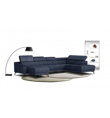FIERO U-Form Ecksofa in Marineblau (Arano 12) – Tiefer Komfort in klassischem Marineblau.